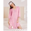 image:imageEkouaer Zipper Robes for Women 34 Sleeves House Coat 2026 Zip Up BathrobePink