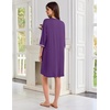 image:imageEkouaer Zipper Robes for Women 34 Sleeves House Coat 2026 Zip Up BathrobePurple