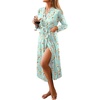 image:imageEkouaer Women Kimono Robes Full Length Knit Bathrobe Lightweight SleepwearGreen Flowers