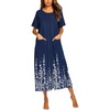 image:imageEkouaer Women Robe Zipper Short Sleeves Full Length House Coat with PocketsBlue Floral Silhouette