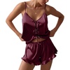 image:imageEkouaer Womens Satin Pajamas Sets Silk Cami Lingerie Pjs SleepwearDark Red