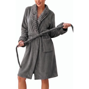 image:imageEkouaer Soft Robes for Women FluffyWarm Fleece RobeCozy Plush BathrobeDark Grey