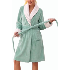 image:imageEkouaer Soft Robes for Women FluffyWarm Fleece RobeCozy Plush BathrobeGreen