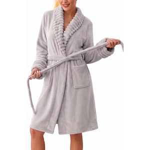 image:imageEkouaer Soft Robes for Women FluffyWarm Fleece RobeCozy Plush BathrobeLight Grey