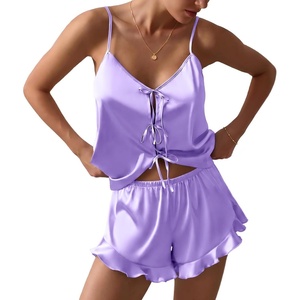 image:imageEkouaer Womens Satin Pajamas Sets Silk Cami Lingerie Pjs SleepwearLilac
