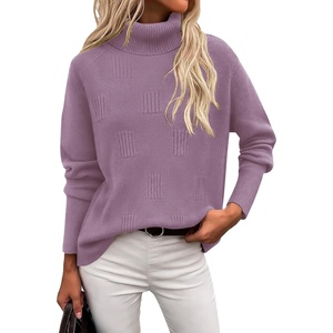 image:imageEkouaer Womens Turtleneck Sweater Long Sleeve 2026 Fall Winter Knitted TopPurple Red