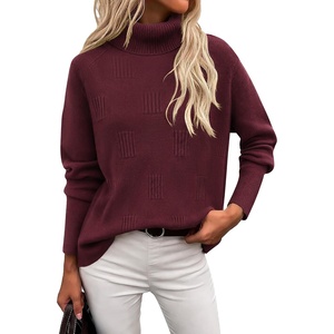 image:imageEkouaer Womens Turtleneck Sweater Long Sleeve 2026 Fall Winter Knitted TopWine Red
