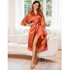 image:imageEkouaer Silk Robes for Women Lace Trim Kimono Bathrobe Bridal RobeCaramel