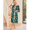 image:imageEkouaer Silk Robes for Women Lace Trim Kimono Bathrobe Bridal RobeGreen Floral