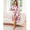 image:imageEkouaer Silk Robes for Women Lace Trim Kimono Bathrobe Bridal RobePink Flower