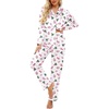 image:imageEkouaer Womens Classic Button Down Long Satin Silk Pajama SetWhite Christmas Print