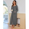 image:imageEkouaer Women Robe Zipper House Coat Full Length Nightgowns with PocketsAblack Stripe