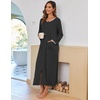 image:imageEkouaer Women Robe Zipper House Coat Full Length Nightgowns with PocketsBlack
