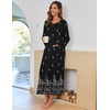 image:imageEkouaer Women Robe Zipper House Coat Full Length Nightgowns with PocketsBlack Ethnic Print
