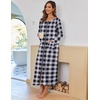 image:imageEkouaer Women Robe Zipper House Coat Full Length Nightgowns with PocketsBlack and White Plaid