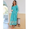 image:imageEkouaer Women Robe Zipper House Coat Full Length Nightgowns with PocketsBlue Floral