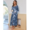 image:imageEkouaer Women Robe Zipper House Coat Full Length Nightgowns with PocketsBlue Tie Dye