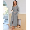 image:imageEkouaer Women Robe Zipper House Coat Full Length Nightgowns with PocketsLight Grey