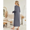 image:imageEkouaer Women Robe Zipper House Coat Full Length Nightgowns with PocketsNavy Blue Stripes