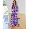 image:imageEkouaer Women Robe Zipper House Coat Full Length Nightgowns with PocketsPurple Floral