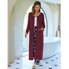 image:imageEkouaer Women Robe Zipper House Coat Full Length Nightgowns with PocketsWine Red