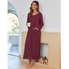 image:imageEkouaer Women Robe Zipper House Coat Full Length Nightgowns with PocketsWine Red