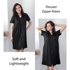 image:imageEkouaer Women Zipper Robes Short Bathrobe Lightweight House CoatBlack