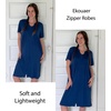 image:imageEkouaer Women Zipper Robes Short Bathrobe Lightweight House CoatDeep Blue