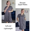 image:imageEkouaer Women Zipper Robes Short Bathrobe Lightweight House CoatFloral Blue