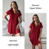 image:imageEkouaer Women Zipper Robes Short Bathrobe Lightweight House CoatWine Red