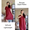 image:imageEkouaer Women Zipper Robes Short Bathrobe Lightweight House CoatWine Red