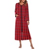 image:imageEkouaer Women Robe Zipper House Coat Full Length Nightgowns with PocketsBlack and Red Plaid